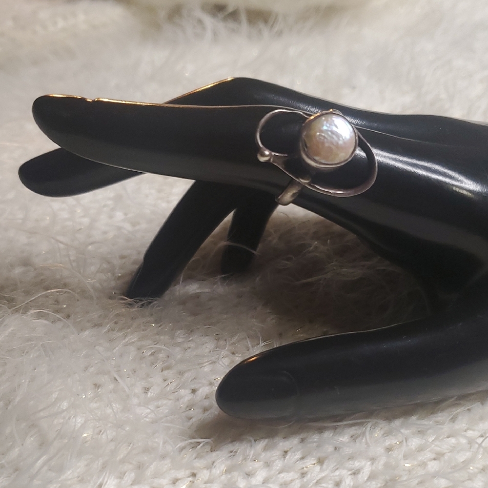 Vintage 925 Silver Pearl Ring Sizes 6